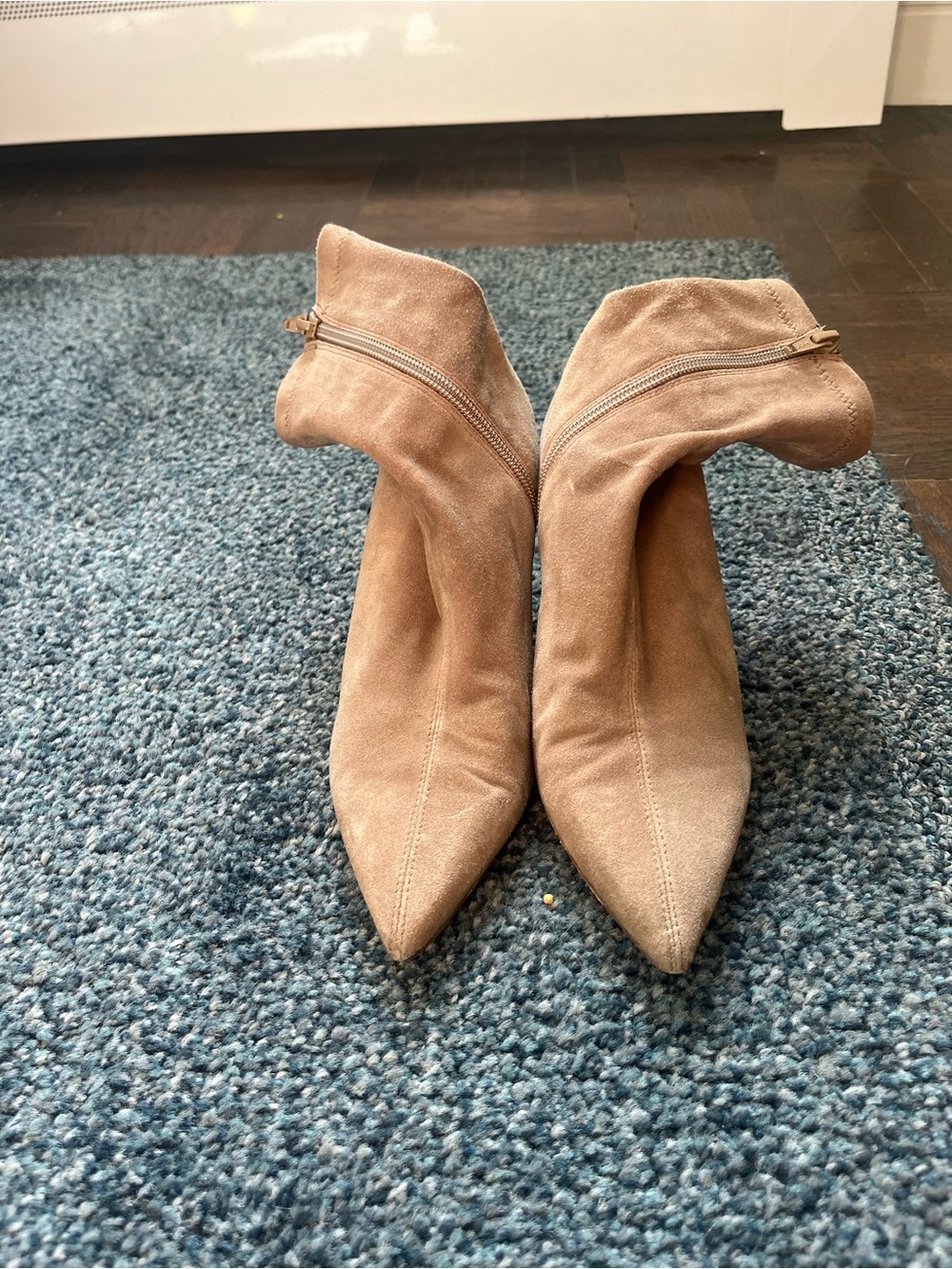 rag & bone Suede Pointed-Toe Ankle Boots in Taupe